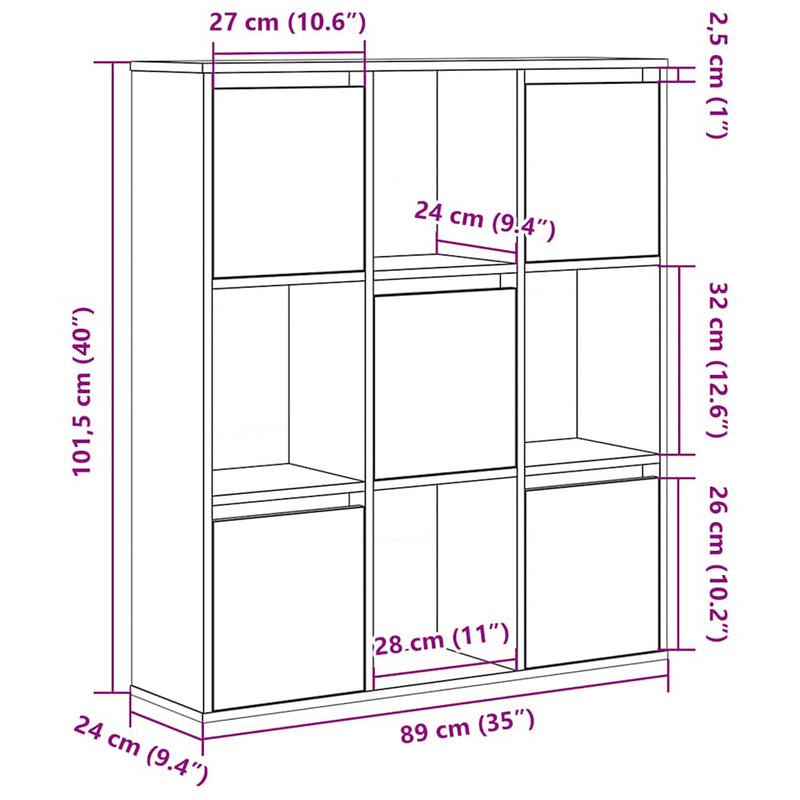 vidaXL barna tölgy színű szerelt fa könyvszekrény 89x24x101,5 cm