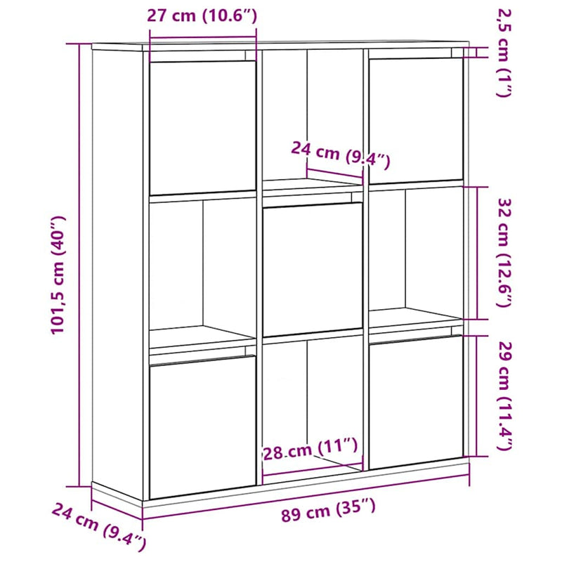 vidaXL antik fa színű szerelt fa könyvespolc 89x24x101,5 cm