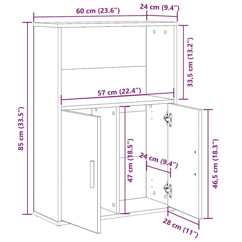 vidaXL barna tölgy színű szerelt fa könyvszekrény 60x24x85 cm