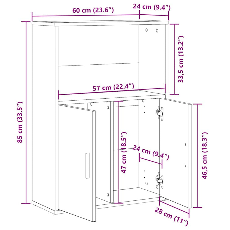 vidaXL kézműves tölgy színű szerelt fa könyvespolc 60x24x85 cm