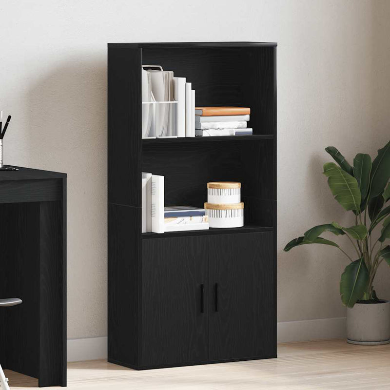 vidaXL Könyvespolc fekete tölgy 60x24x120 cm gépesített fa