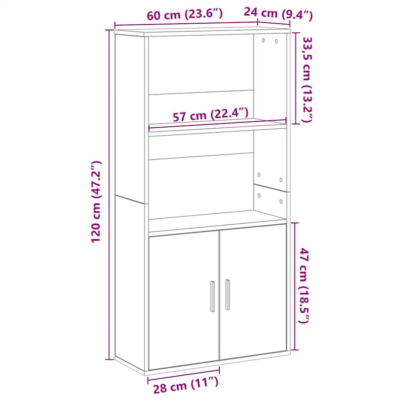 vidaXL Könyvespolc fekete tölgy 60x24x120 cm gépesített fa