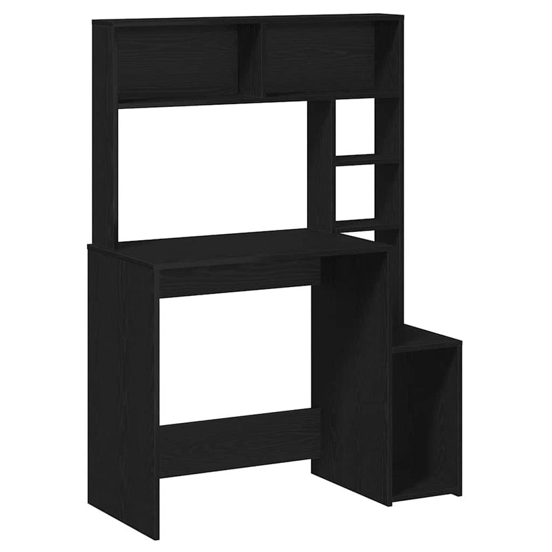 vidaXL fekete szerelt fa íróasztal polcokkal 100x45x140 cm