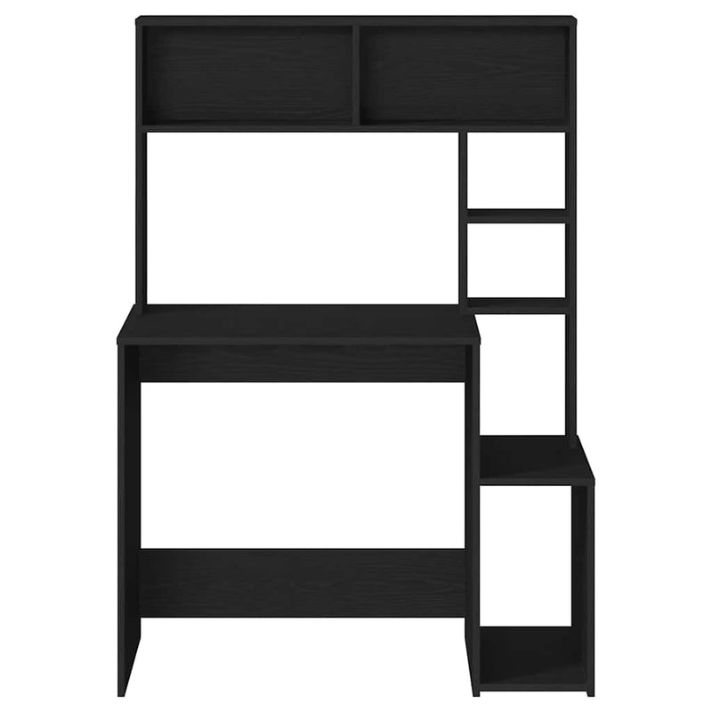 vidaXL fekete szerelt fa íróasztal polcokkal 100x45x140 cm