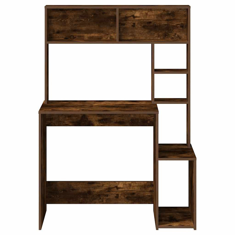 vidaXL füstös tölgy szerelt fa íróasztal polcokkal 100x45x140 cm