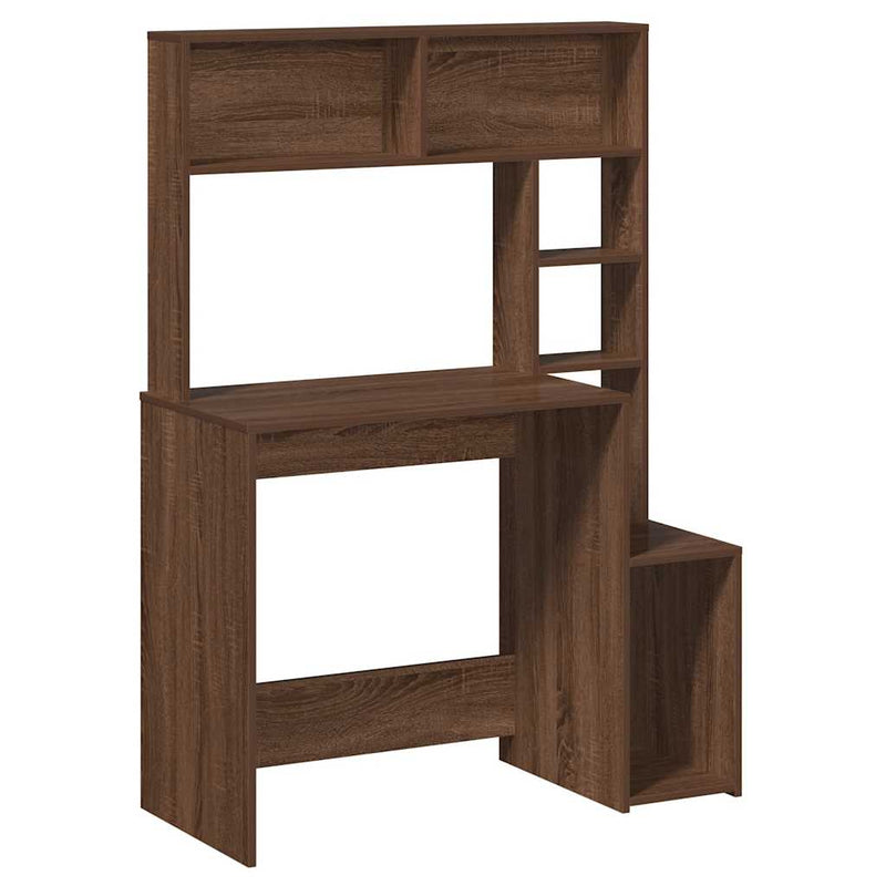 vidaXL barna tölgy szerelt fa íróasztal polcokkal 100x45x140 cm