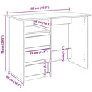 vidaXL fekete szerelt fa íróasztal 102x50x75 cm