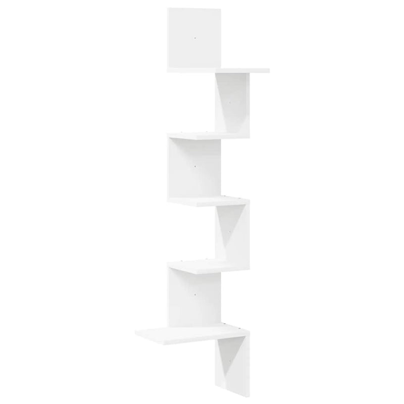 vidaXL fehér forgácslap fali sarokpolc 32x32x127,5 cm