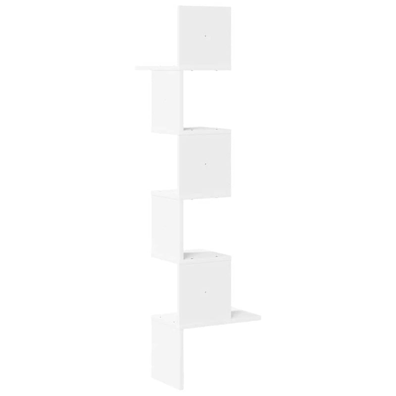 vidaXL fehér forgácslap fali sarokpolc 32x32x127,5 cm
