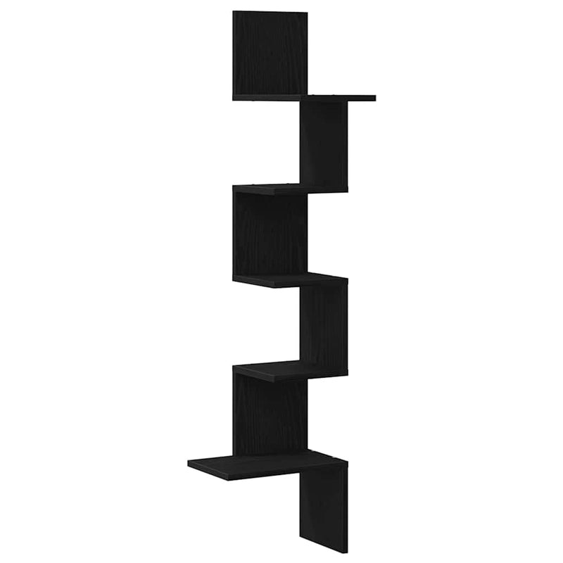 vidaXL fekete forgácslap fali sarokpolc 32x32x127,5 cm