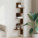 vidaXL füstös tölgyszínű forgácslap fali sarokpolc 32x32x127,5 cm