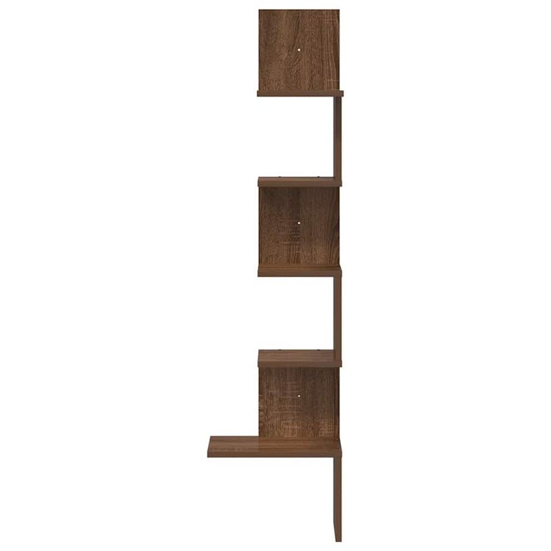 vidaXL barna tölgy színű szerelt fa fali sarokpolc 32x32x127,5 cm