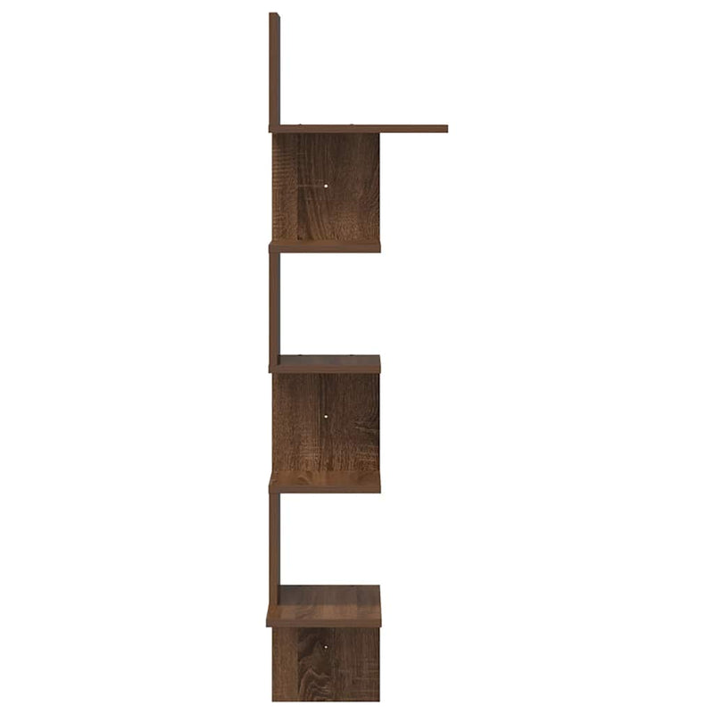 vidaXL barna tölgy színű szerelt fa fali sarokpolc 32x32x127,5 cm