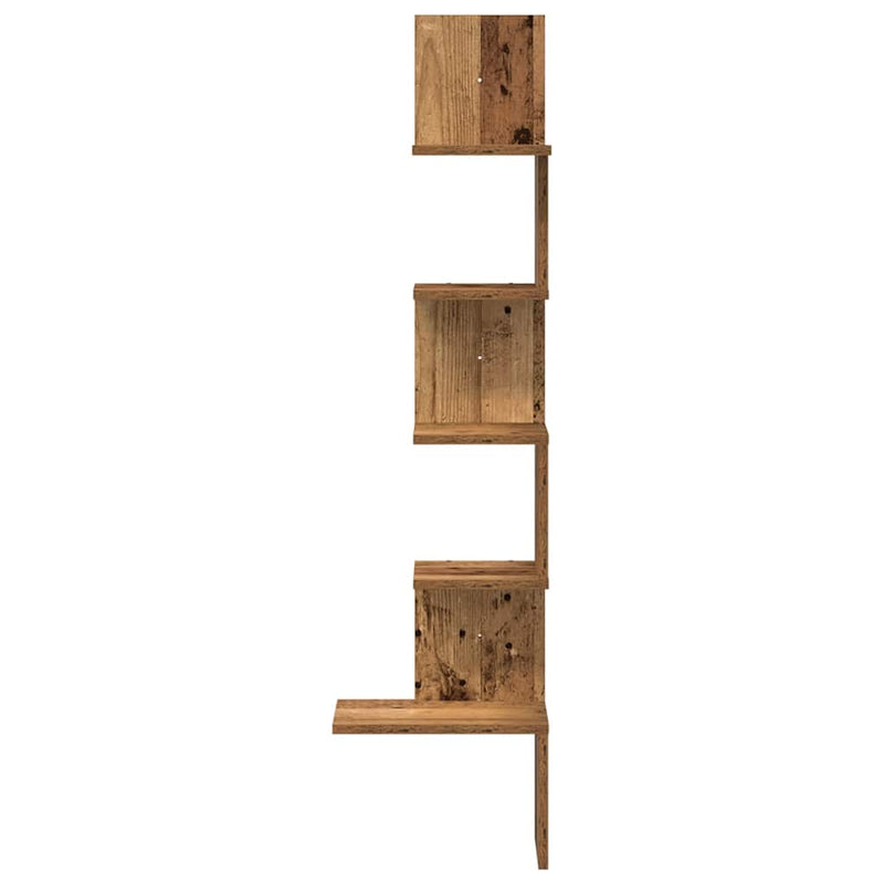 vidaXL antik fa színű szerelt fa fali sarokpolc 32x32x127,5 cm
