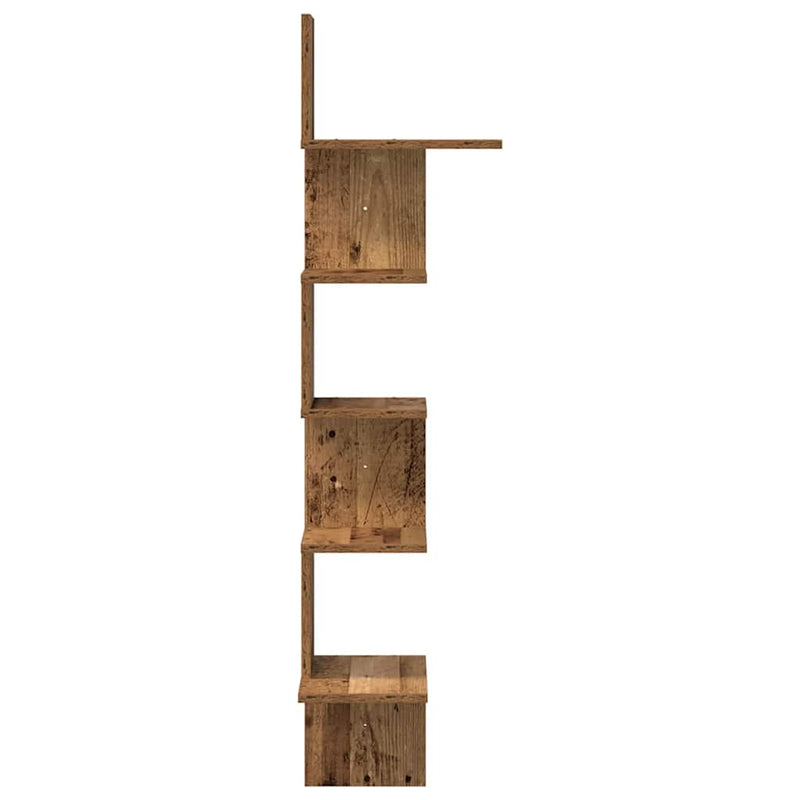 vidaXL antik fa színű szerelt fa fali sarokpolc 32x32x127,5 cm