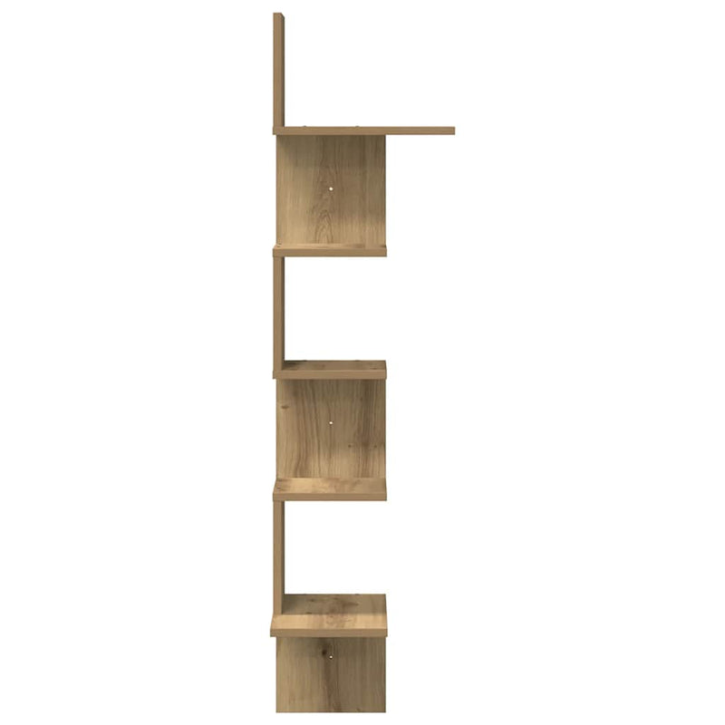 vidaXL kézműves tölgy színű szerelt fa fali sarokpolc 32x32x127,5 cm