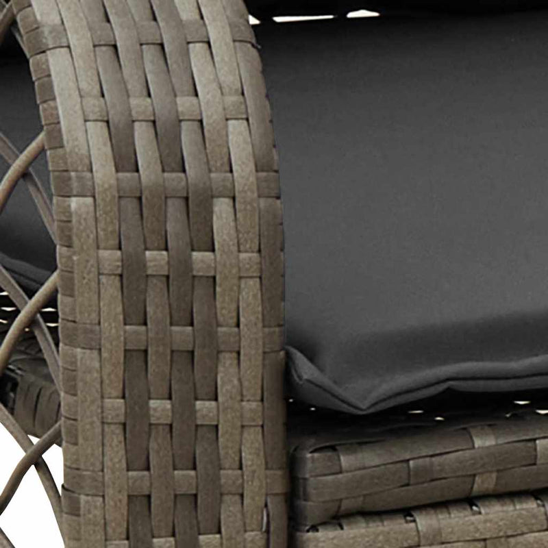 vidaXL szürke polyrattan kerti hintaszék párnával