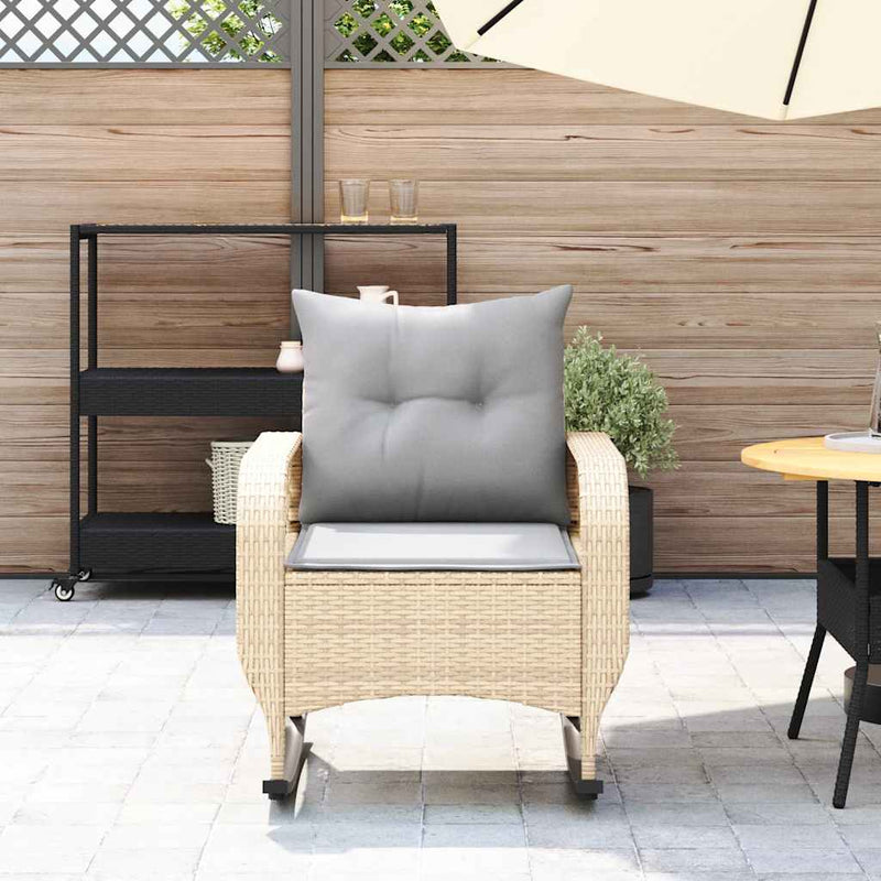 vidaXL bézs polyrattan kerti hintaszék párnákkal
