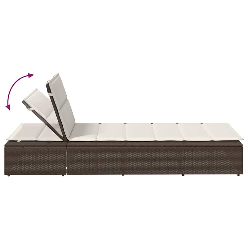 vidaXL szolárium lebegő párnával barna polirattan