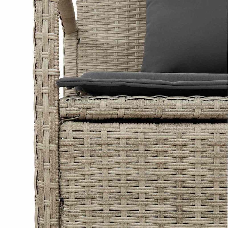 vidaXL világosszürke polyrattan kerti tárolópad párnával