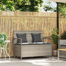 vidaXL világosszürke polyrattan kerti tárolópad párnával