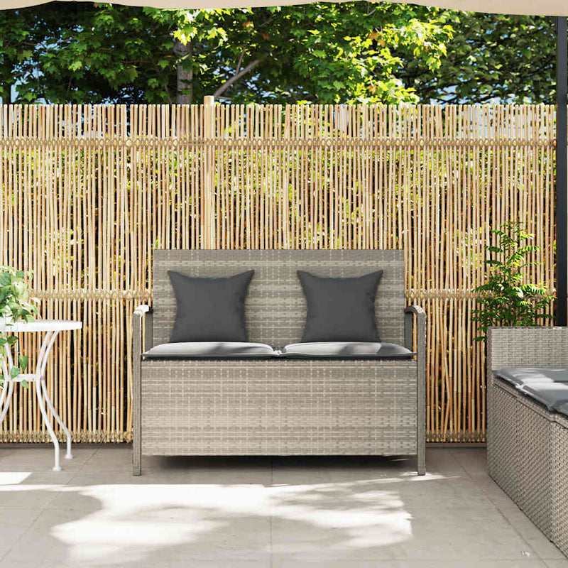 vidaXL világosszürke polyrattan kerti tárolópad párnával