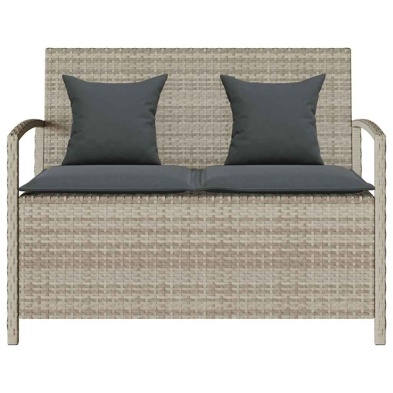vidaXL világosszürke polyrattan kerti tárolópad párnával