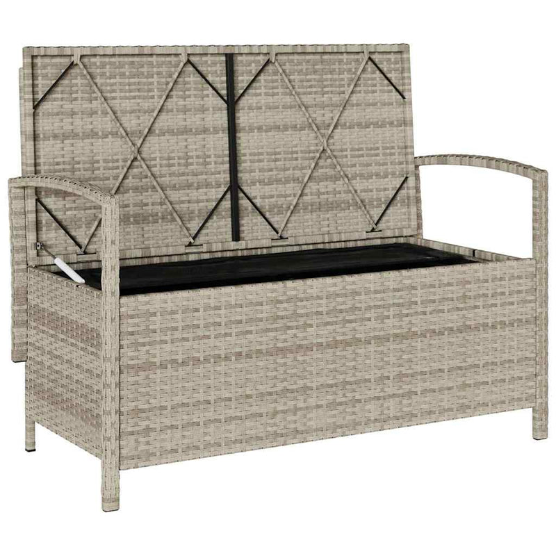 vidaXL világosszürke polyrattan kerti tárolópad párnával