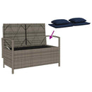 vidaXL szürke polyrattan kerti tárolópad párnával