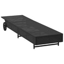 vidaXL fekete polyrattan napozóágy kerekekkel és párnával
