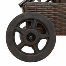 vidaXL barna polyrattan napozóágy párnával és kerekekkel