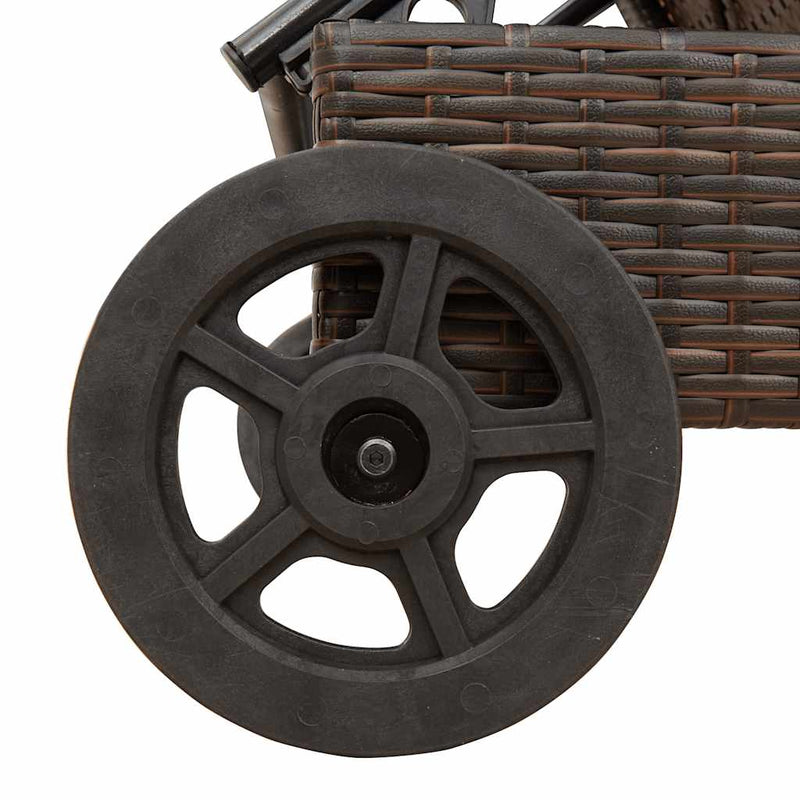 vidaXL barna polyrattan napozóágy párnával és kerekekkel