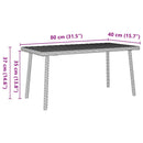 vidaXL téglalap polyrattan kerti dohányzóasztal 80x40x37cm