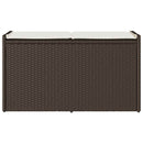 vidaXL barna polyrattan kültéri tárolópad párnával 100 cm
