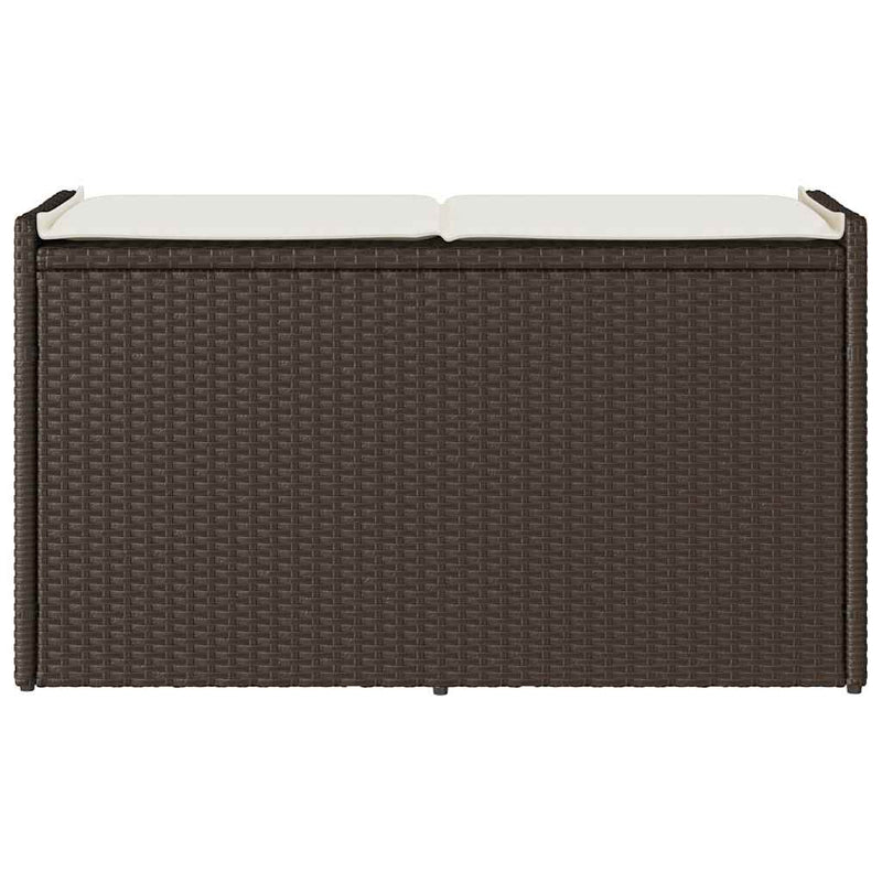 vidaXL barna polyrattan kültéri tárolópad párnával 100 cm