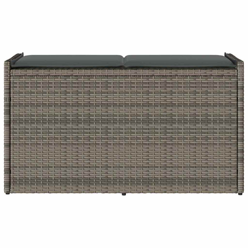 vidaXL szürke polyrattan kültéri tárolópad párnával 100 cm