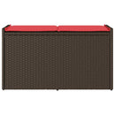vidaXL barna polyrattan kültéri tárolópad párnával 100 cm