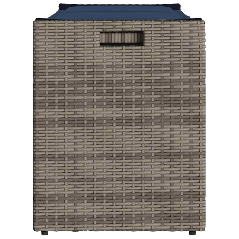 vidaXL szürke polyrattan kültéri tárolópad párnával 100 cm