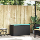 vidaXL fekete polyrattan kültéri tárolópad párnával 100 cm