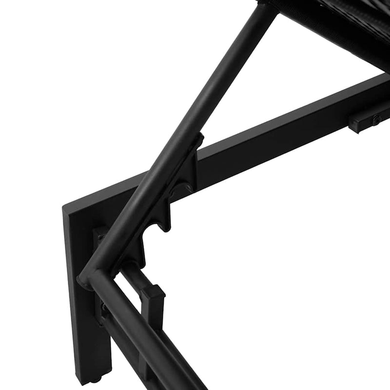 vidaXL fekete polyrattan napozóágy párnával