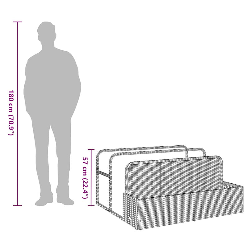 vidaXL barna polyrattan medence melletti úszótároló 110x100x57 cm