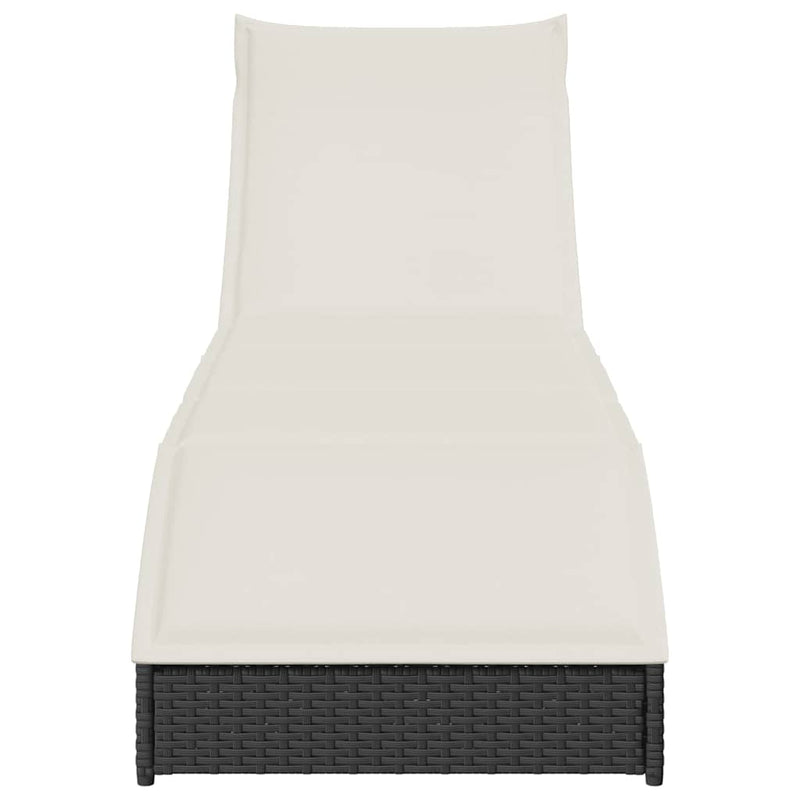 vidaXL fekete polyrattan összecsukható napozóágy párnával és tárolóval