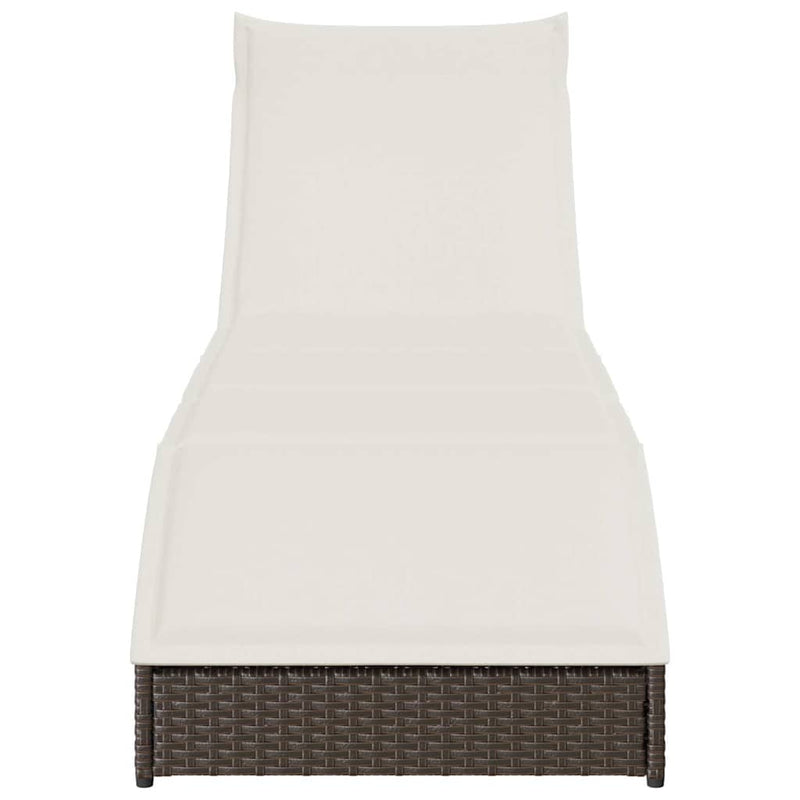 vidaXL összecsukható napozóágy párnával és tárolóval barna polyrattan