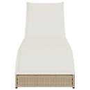 vidaXL összecsukható napozóágy párnával és tárolóval bézs polyrattan