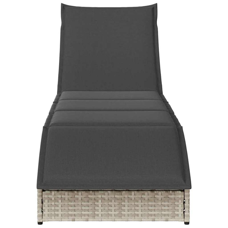 vidaXL összecsukható napozóágy párnával és tárolóval polyrattan