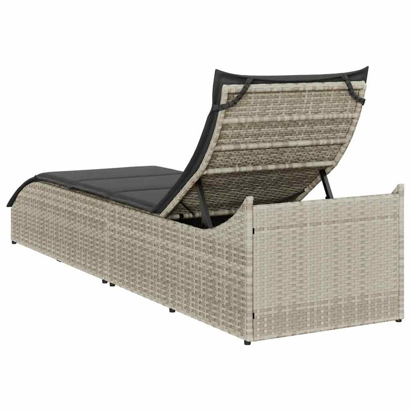 vidaXL összecsukható napozóágy párnával és tárolóval polyrattan