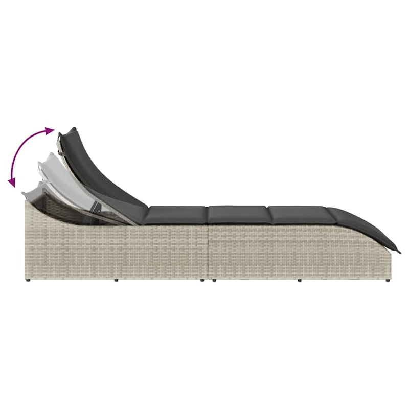 vidaXL összecsukható napozóágy párnával és tárolóval polyrattan