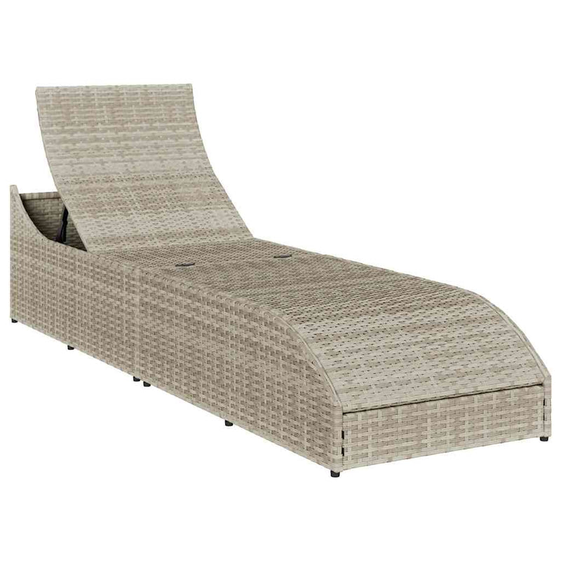 vidaXL összecsukható napozóágy párnával és tárolóval polyrattan