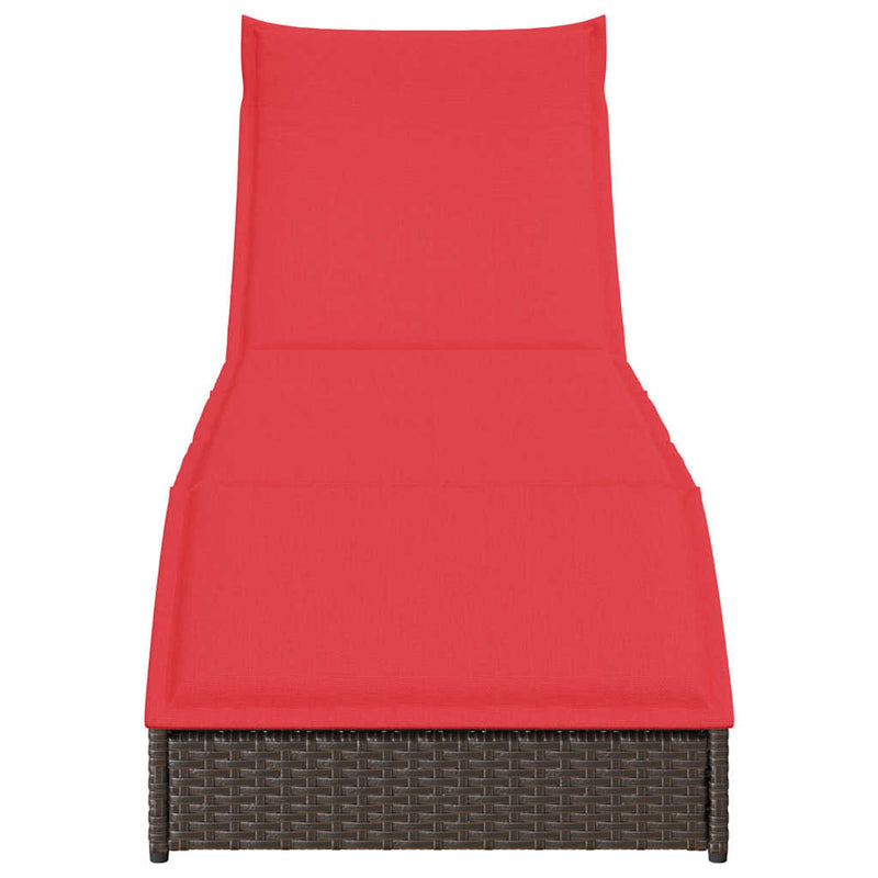 vidaXL összecsukható napozóágy párnával és tárolóval barna polyrattan