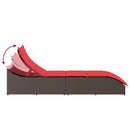 vidaXL összecsukható napozóágy párnával és tárolóval barna polyrattan